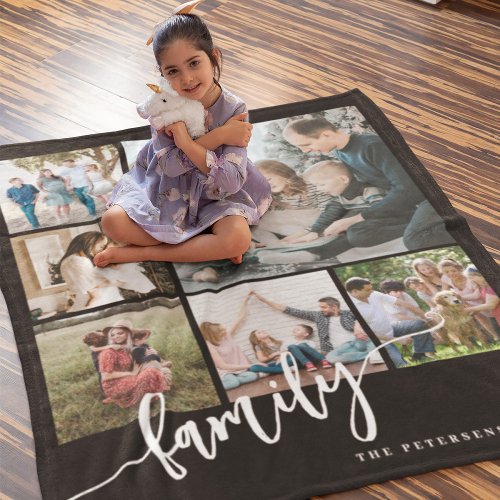 Modern multi photo collage family script keepsake