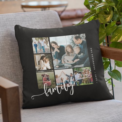 Modern multi photo collage family script keepsake