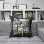 Modern Multi Photo Collage Family Script Keepsake Throw Pillow at Zazzle