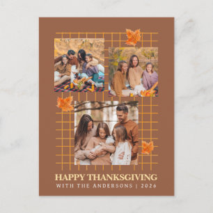 Modern Multi Photo Collage Happy Thanksgiving Holiday Postcard