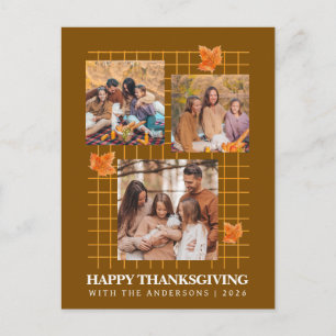 Modern Multi Photo Collage Happy Thanksgiving Holiday Postcard