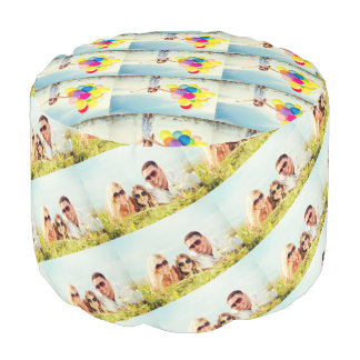 Modern Multi Photo Collage Simple Fun Custom Pouf