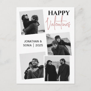 Modern Multi-Photo Collage Valentines Day Holiday Postcard