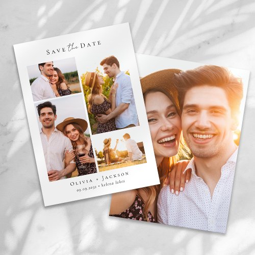 Modern Multi Photo Collage Wedding Save The Date