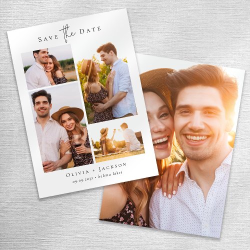 Modern Multi Photo Collage Wedding Save The Date