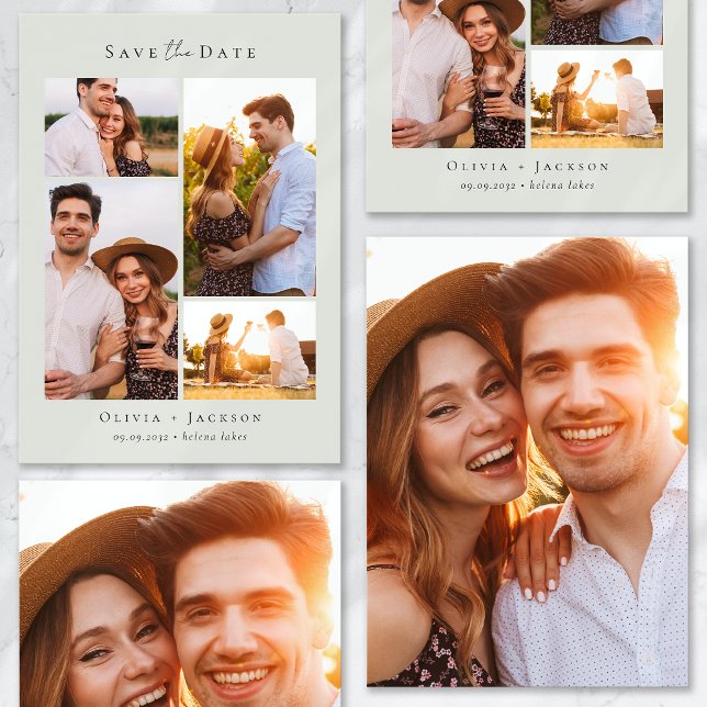 Modern Multi Photo Collage Wedding Save The Date (Creator Uploaded)