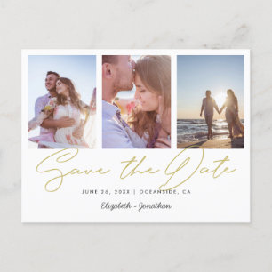 Modern Multi Photo Collage Wedding Save the Date Invitation Postcard