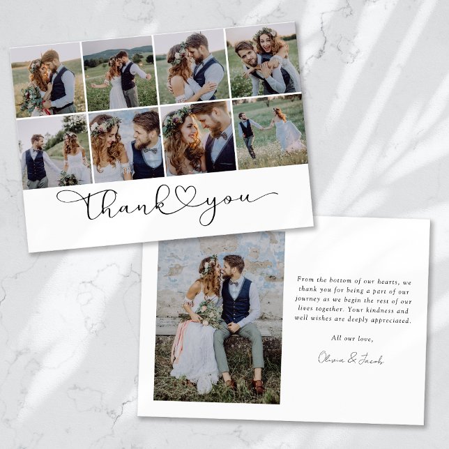 Modern Multi Photo Collage Wedding Thank You Card (Creator Uploaded)