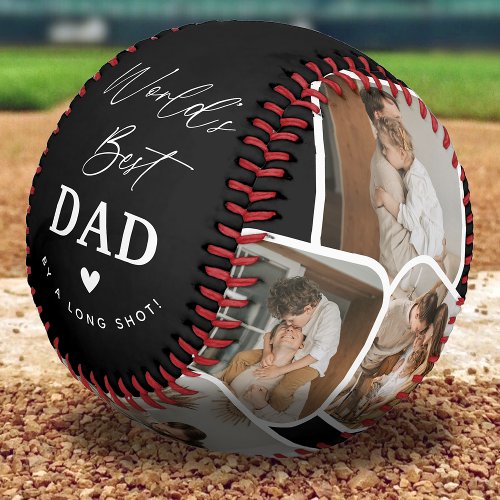 Modern Multi Photo Collage Worlds Best Dad Baseball