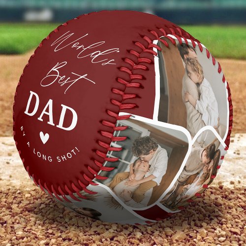 Modern Multi Photo Collage Worlds Best Dad Baseball