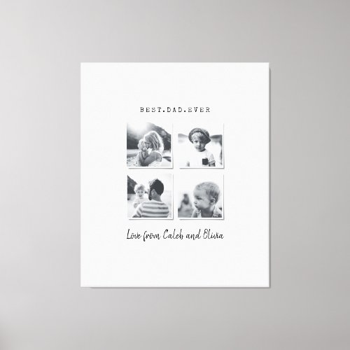 Modern multi photo dad gift elegant black white canvas print