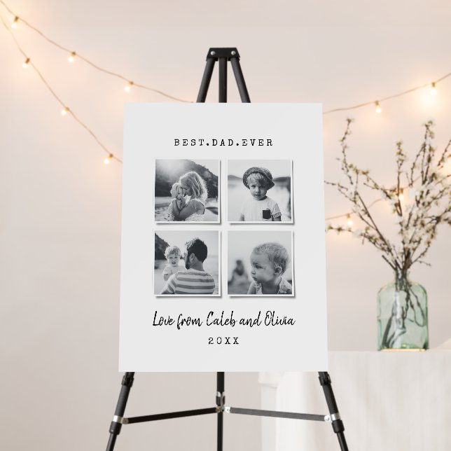 Modern multi photo dad gift elegant black white foam board (In Situ (Stand))