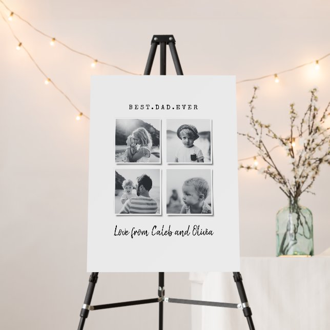 Modern multi photo dad gift elegant black white foam board (In Situ (Stand))