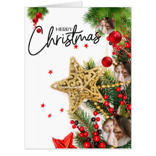 Modern multi photo elegant watercolor botanical card