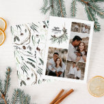 Modern multi photo elegant watercolor botanical ho holiday card<br><div class="desc">Black modern multi photo elegant rustic watercolor dried botanical floral muted colors holiday Christmas card.</div>