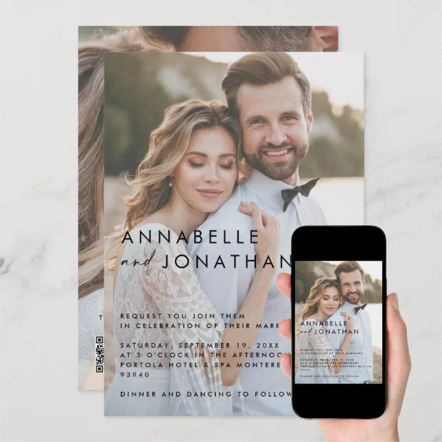 Modern multi photo elegant wedding save the date | Zazzle