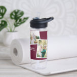 Modern multi photo family burgundy simple family water bottle<br><div class="desc">Modern stylish multi photo family gift. The burgundy color can be changed.</div>
