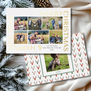 Modern Multi Photo Family Christmas Collage Foil Holiday Card