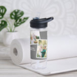 Modern multi photo family grey simple family gift water bottle<br><div class="desc">Modern stylish elegant contemporary multi photo family gift. The grey color can be changed.</div>