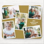Modern multi photo family mustard simple mouse pad<br><div class="desc">Modern stylish multi photo family home decor. The mustard color can be changed.</div>