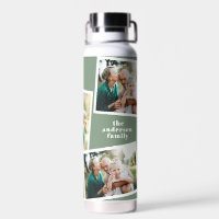 Modern multi photo family sage green simple family
