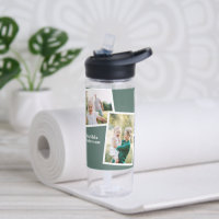 Modern multi photo family sage green simple family