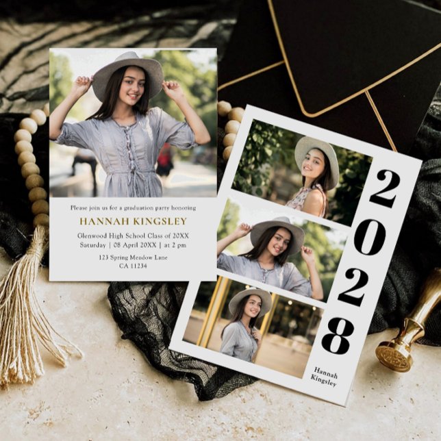 Modern Multi Photo Girl Graduation Invitation (Creator Uploaded)