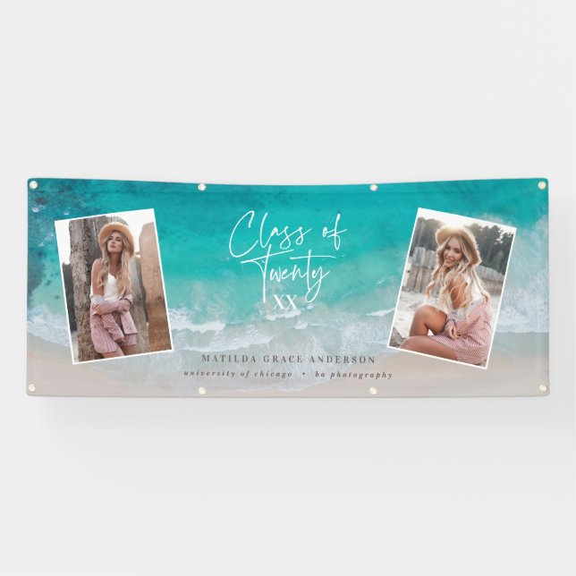 Modern multi photo graduation ocean beach modern b banner (Horizontal)