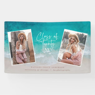 Modern multi photo graduation ocean beach modern banner