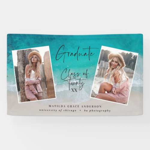 Modern multi photo graduation ocean beach modern banner