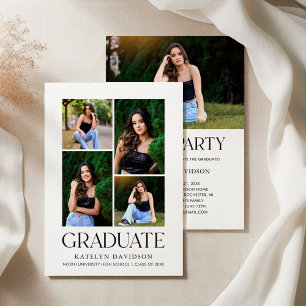 Modern Multi Photo Graduation Party Invitation