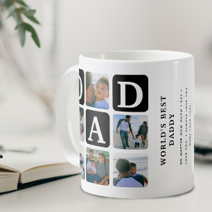 Modern Multi Photo Grid Cute DAD Gift Coffee Mug