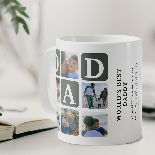 Modern Multi Photo Grid Cute DAD Gift Coffee Mug