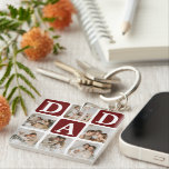 Modern Multi Photo Grid Cute DAD Gift Keychain<br><div class="desc">Create your very own DAD keychain with this modern multi-photo grid collage and text. Design features 6 Photographs with curved corner squares with the text DAD in burgandy red blocks that can be changed to any color. On the reverse the text 'World's Best Daddy' with a cute father quote that...</div>
