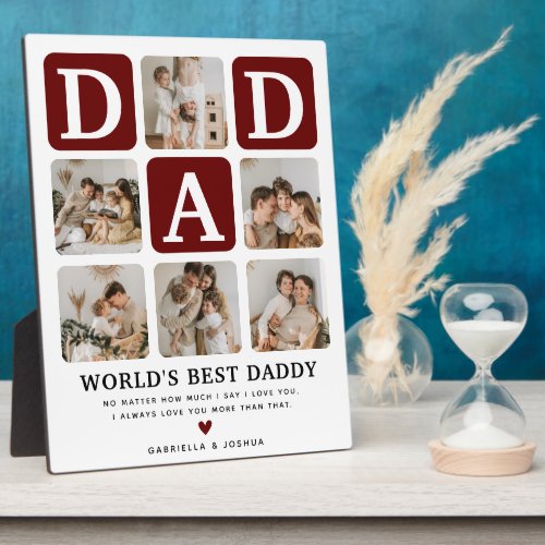 Modern Multi Photo Grid Cute DAD Gift  Plaque