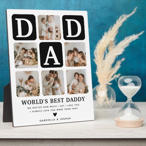Modern Multi Photo Grid Cute DAD Gift  Plaque
