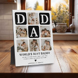 Modern Multi Photo Grid Cute DAD Gift  Plaque<br><div class="desc">Create your very own DAD plaque with this modern multi-photo grid collage and text. Design features 6 Photographs with curved corner squares with the text DAD in black blocks that can be changed to any color. The text 'World's Best Daddy' with a cute father quote that can be kept or...</div>