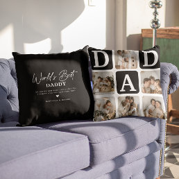 Modern Multi Photo Grid Cute DAD Gift Throw Pillow