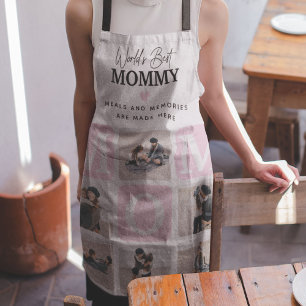 Modern Multi Photo Grid Cute MOM Gift Apron