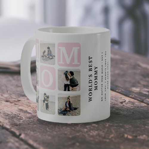 Modern Multi Photo Grid Cute MOM Gift Coffee Mug