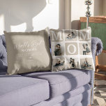 Modern Multi Photo Grid Cute MOM Gift Throw Pillow<br><div class="desc">Looking for a heartfelt gift for your amazing mom? Our Mom Collage Pillow is just the ticket! Featuring 6 customizable photo squares, chic text design, and a reverse side perfect for adding a personalized touch, this Mom Pillow is bound to warm her heart. Make the world know how much she...</div>