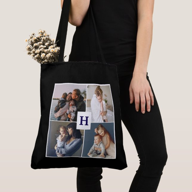 Modern Multi Photo Grid Cute MOM Gift Tote Bag (Close Up)
