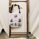 Modern Multi Photo Grid Cute MOM Gift Tote Bag<br><div class="desc">Create your very own MOM tote bag with a modern multi-photo grid collage and customizable text. This design features 6 photographs in curved corner squares, a MOM text that you can change to any color, and a World's Best Mommy reverse side. Personalize the heart and kids' name/s for a unique...</div>