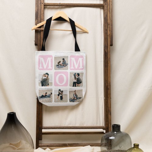 Modern Multi Photo Grid Cute MOM Gift Tote Bag