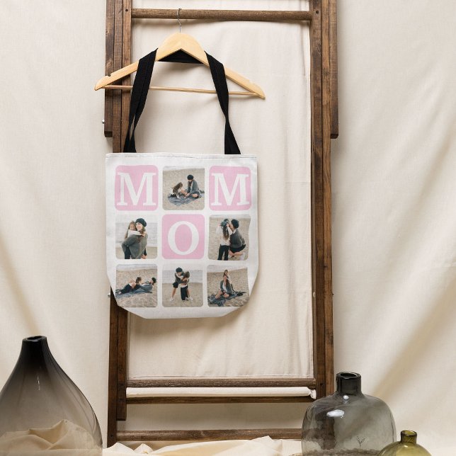 Modern Multi Photo Grid Cute MOM Gift Tote Bag (Creator Uploaded)