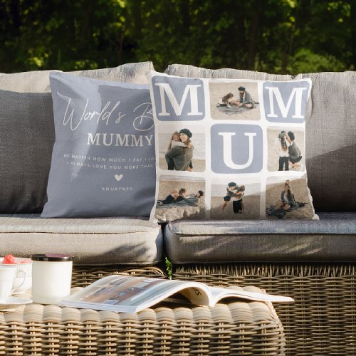 Modern Multi Photo Grid Cute MUM Gift  Throw Pillow