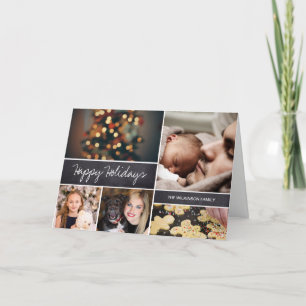 Modern multi photo Happy Holidays Family Holiday Card