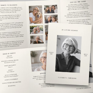 Modern Multi-Photo Memorial Order of Service Tri-Fold Program