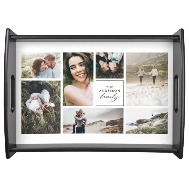 Modern multi photo simple elegant chic acrylic tra serving tray (Front)