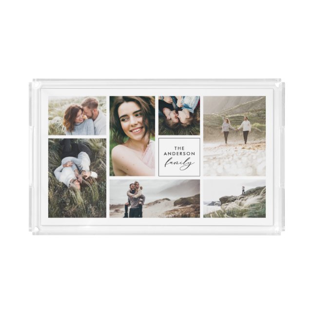Modern multi photo simple elegant chic acrylic tray (Front)